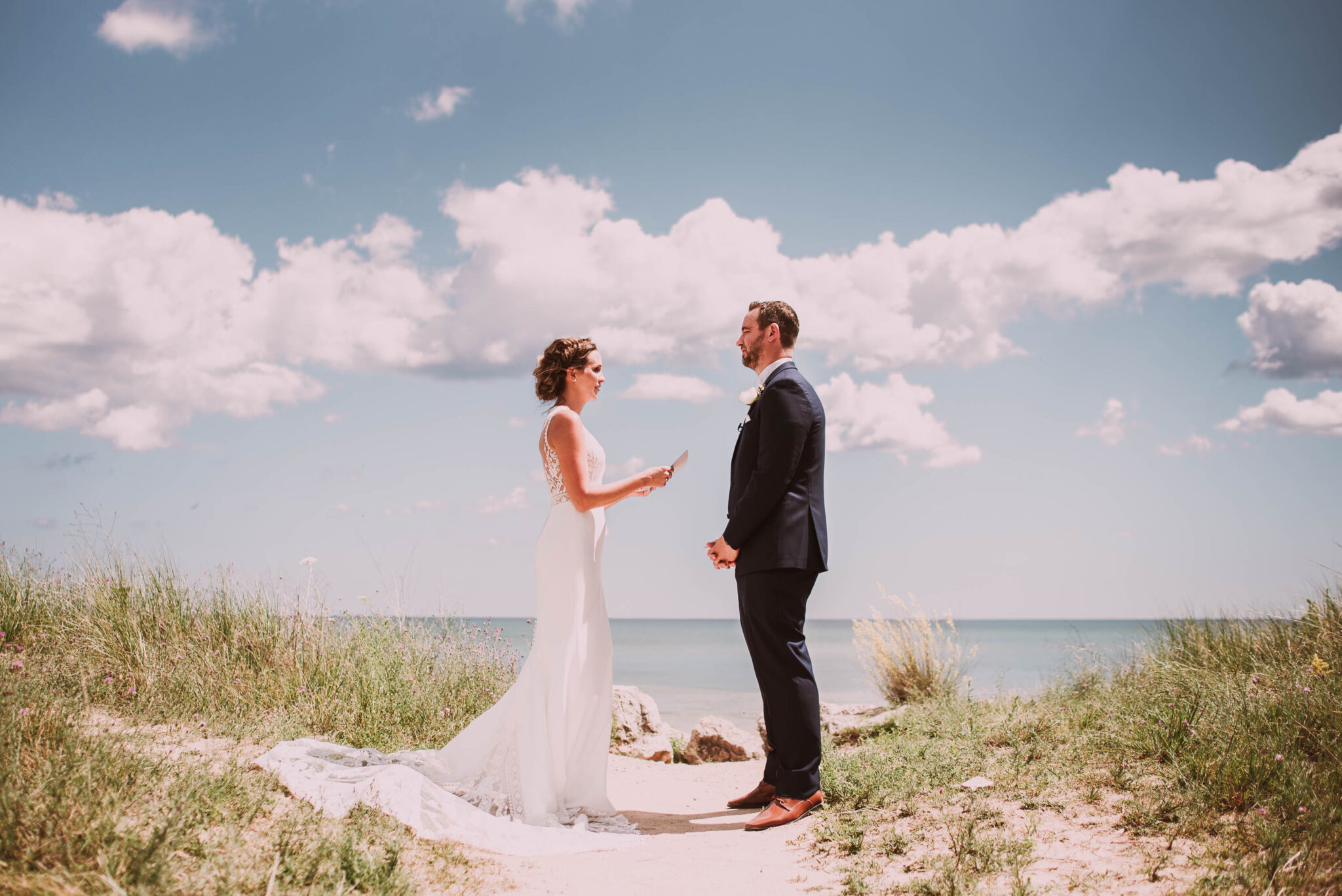 A beachfront wedding in sheboygan