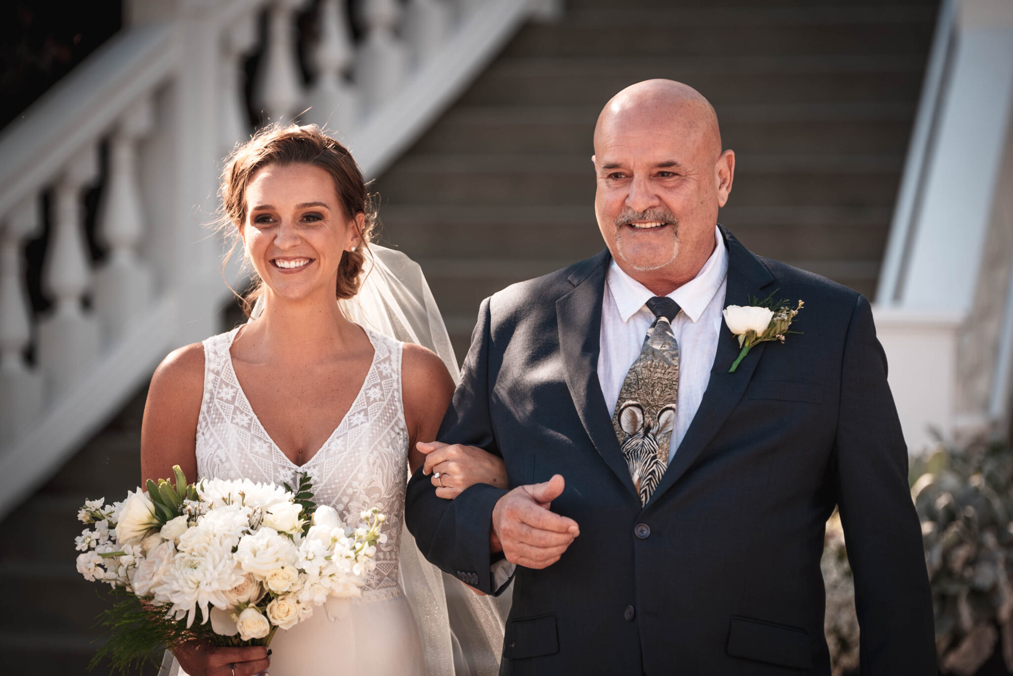 Bride with father walking down the aisle in sheboygan wisconsin