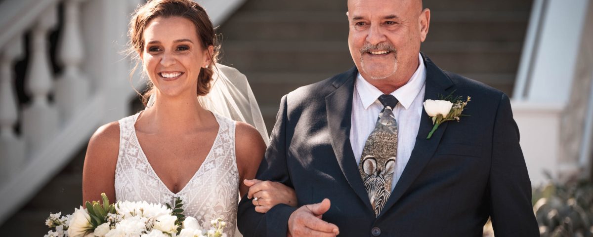 Bride with father walking down the aisle in sheboygan wisconsin